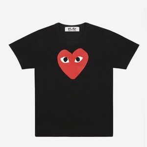 Designer Comme des Garcons Kids Tee with Red Heart on Black Tshirt